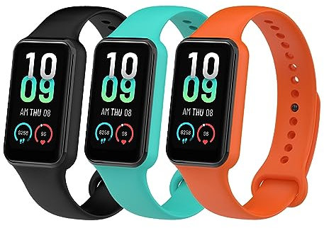 BRLYYOE 3 Pezzi Cinturini Compatibili con Amazfit Band 7, Lunghezza Regolabile Amazfit Band 7 Braccialetto in Silicone Colorati di Ricambio Cinturino per Amazfit Smart Band 7