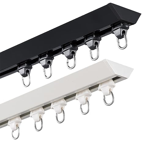 TZUFA Vorhangschiene Decke, Raumteiler Vorhangstange, Schwerlast-Vorhangschienen Deckenmontage, Für Wohnzimmer, Badezimmer, Schlafzimmer (1,0 M–6,0 M) (Color : White, Size : 1.8m(2 * 90cm))