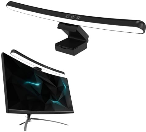 Bewinner Curved Monitor Light Bar - Asymmetric Design Eliminates Glare, Blue Light Filter, Touch-Control Dimming & 3 Color Temperatures for 0.6-1.6 Curved Screens (40cm/15.7)
