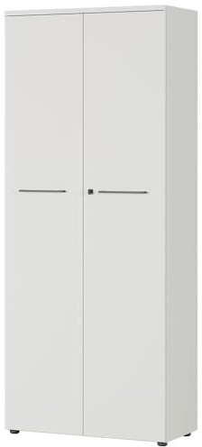 Lomadox Büro Aktenschrank Lichtgrau, Ordnerschrank abschließbar, B/H/T ca. 80/197/40cm