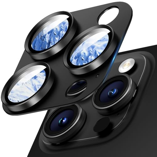 Wumigoo Camera Lens Protector for iPhone 16 Pro Max/16 Pro/iPhone 15 Pro Max/15 Pro/iPhone 14 Pro Max/14 Pro, Aluminum Alloy Sapphire Glass Camera Screen Cover, Case Friendly- Black Titanium