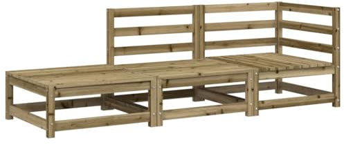 vidaXL Gartensofa 2-Sitzer, Modular Sofa mit Rückenlehne, Gartensessel Ecksofa mit Hocker, Relaxsessel Lounge Sessel Gartenmöbel, Kiefernholz Imprägniert