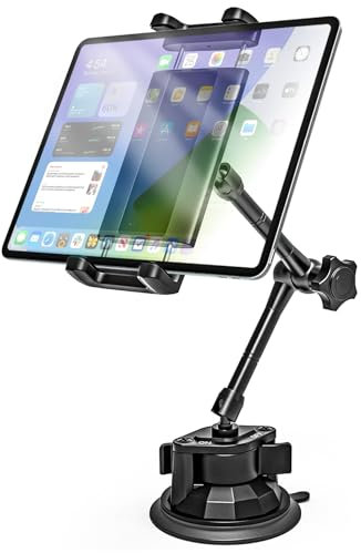 Kolasels - Soporte para tablet de coche (antisacudidas), soporte para salpicadero, parabrisas, techo corredizo para camión, coche, camioneta, camioneta, estante de metal