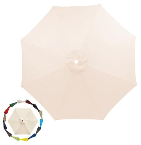 GZDXBF Sonnenschirm Ersatzbezug (2m/2.7m/3m 6/8 Streben) Ersatz-Sonnenschirm Überdachung Ersatzabdeckung 6/8 Rippen, Terrassenschirm Ersatzdach (Color : Off-White, Size : 6 ribs-2m(6.5ft))