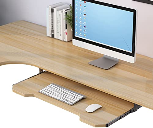 IkErna Schreibtisch Extender Ergonomic Unter Desk Keyboard Mausplattform, Schiebetastaturschrei Unter Dem Schreibtisch Mit 14 -Zoll -Stummschaltschienen/C-Walnut/60 * 27 cm