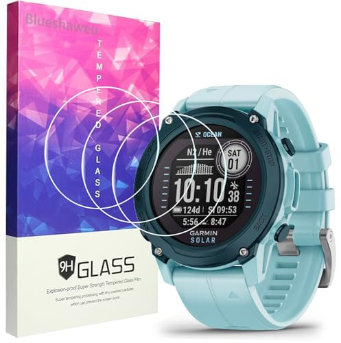Blueshaweu Displayschutzfolie Kompatibel mit Garmin Descent G1 Solar, 9H Härte Panzerglas Schutzfolie [3 Stück ] Kompatibel für Garmin Descent G1 / Descent G1 Solor Smartwatch (HD)