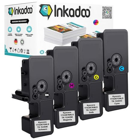 Inkadoo Kompatibel Toner f r Kyocera TK-5240 Multipack ECOSYS M 5526, M 5526 cdw, P 5026 CDN, P 5026 cdw ca. 16.000 Seiten Tonerkartusche, Tonerpatronen, Drucker Toner, Kompatibel