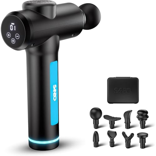Sanbo Massagepistole Mini, Sport und Relaxmassagegerät, Inklusive Koffer, Massagepistole Schwarz/Blau, Fitness Massagegewehr, Deep Tissue Massage, Vatertag Geschenk (Gen 4)