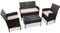 DIVCHI Gartenmöbel-Set, Rattan, Terrasse, Wintergarten, Balkon, Innen- und Außenbereich, 4-Sitzer, Glasplatte, Couchtisch, Sofa, Zweisitzer mit Kissen (braun)