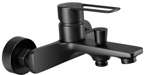 Robinet de baignoire, mitigeur de douche, mitigeur de douche, mitigeur monocommande, montage en saillie, pour 2 consommateurs, montage mural facile, noir