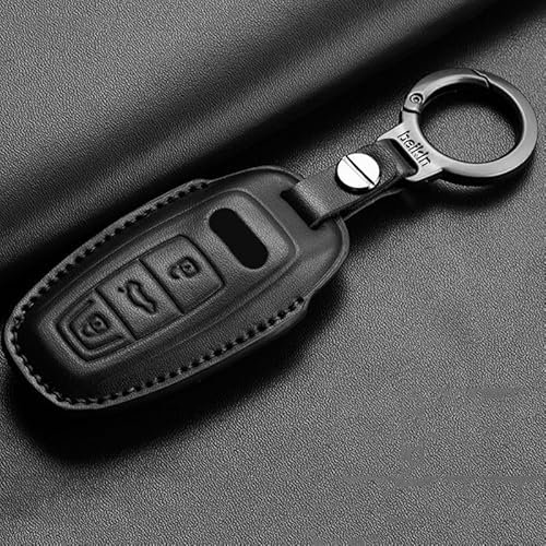 OTTSAN Autoschlüssel Hülle für Audi Q2, Autoschlüssel Gehäuse Verschleißfest Schlüsselhülle Leder Schutzhülle mit Schlüsselanhänger Auto Innere Zubehör,C-2