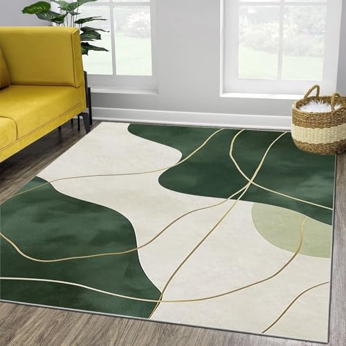 Générique Tapis Shaggy Lavable Beige Vert Olive médiéval 140cm x 200cm Tapis - Moelleux et Antidérapant Pare-humidité Tapis pour Salon, Couloir, Salle d'étude, Décorations Intérieures