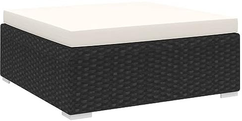 ShGaxin Modular-Fußhocker 1 STK. + Auflagen, Hocker Garten, Hocker Outdoor, Kleiner Hocker, Gartenmöbel, Balkon Hocker, Fußhocker Outdoor, Poly Rattan Schwarz