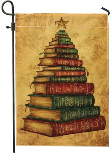 Drapeau de jardin empilé, drapeau de décoration de vacances vert et rouge, drapeau double face en toile de jute pour la saison d'hiver, décoration festive de terrasse, pelouse, 30,5 x 45,7 cm