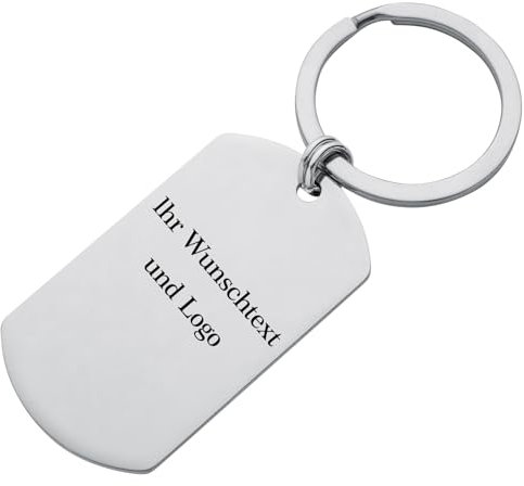 Personalisierter Schlüsselanhänger mit Gravur aus Edelstahl - Oval Anhänger Personalisierte Geschenke Ideal Partner Geschenke (Silber)