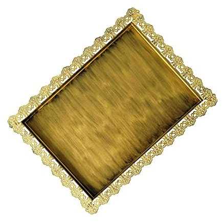 GLigeT Plateau Plateau métallique rectangulaire Vintage, Plateau de Service de fête de Mariage, Plateau d'exposition de Stockage de Bijoux, Plateau à Dessert Plateau de Service(Grand)