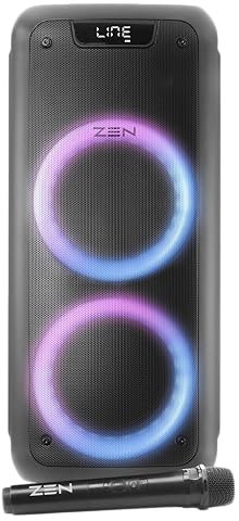 ZEN PHOENIX Enceinte Bluetooth Portable 250W Batterie 10 Heures à LEDs RVB, Grande Enceinte avec TWS AUX-IN, USB, Entrée Micro et Microphone sans Fil avec Radio FM