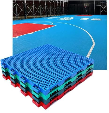 SFQEVHRZ Outdoor Modular Interlocking Flooring， 30.6CM Outdoor Modular Interlocking Basketball Court Tennis Court Volleyball Court Badminton Court DIY Sports Flooring(Blu,10PCS)