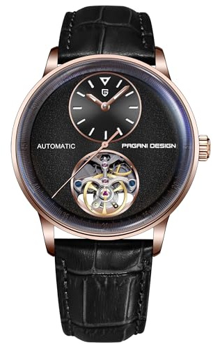 Orizontime Pagani Design Automatische mechanische Uhren für Herren, 42 mm Zifferblatt, Lederband, Silber, blau, Luxuriös