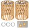 2 Stück Lampenschirm Hängelampe, Rattan Hängelampe Korbgeflecht (H 15cm) mit Lampenschirm-Adapterring, Ersatzschirm Zubehör für Stehlampe, Tischlampe, Pendelleuchten, Deckenlampe