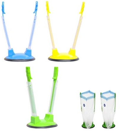 Freezer Bag Stand,3 Food Bag Holders,Food Storage Bags Clips Stands,Plastic Reusable Freezer Bag Racks Holders, Food Prep Bag Holders Stands