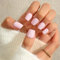 KQueenest Dusty Light Pink Press on Nails Short Square, Short False Nails with Glue, Glossy Solid Pastel Pink Fake Nails Set, Natural Fit, Reusable Small Gel Stick on Nail for Women Decoration 24 Pcs