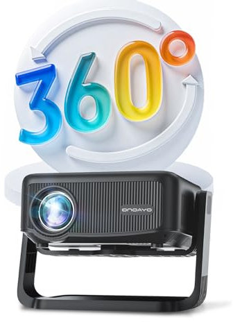 Videoprojecteur 23000Lux Amovible Rotation 360°Retroprojecteur Auto Trapèze Electric Focus Full HD 1080P Mini Projecteur Video avec WiFi-6 et Bluetooth, ONOAYO Videoprojecteur portable Por Home cinema