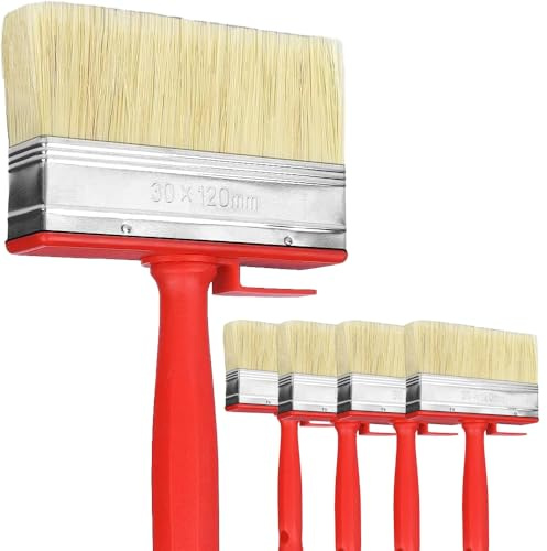 Flächenstreicher, Wandpinsel,malerpinsel, Lasurpinsel, für Holzöl Rot,LöSemittelhaltige Lacke, Lasuren,120mmx30mmBürsten,4 Stück