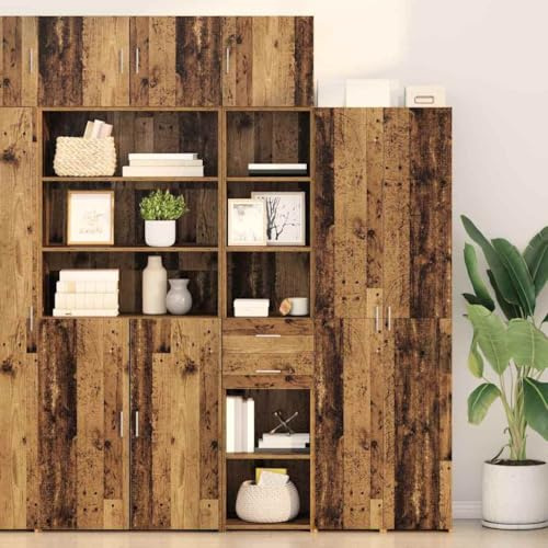 Qnhdfrt Reclaimed Wood and Metal Tall Cabinet with Adjustable Shelves