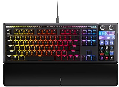 Corsair Galleon 100 SD RGB Mechanische Gaming-Tastatur, kabelgebunden, QWERTY US, Stream Deck-integriert, MLX Pulse Thocky Hotswappable PBT Double-Shot Switches, FlashTap SOCD, 8000 Hz, Schwarz