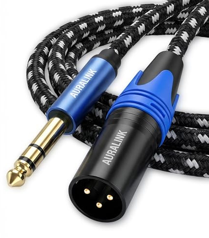 AURALINK 6.35mm TRS to XLR Male (Male, 1M) | Braided XLR to 1/4 TRS Guitar Cable for Speakers, Mixer, Power Amplifier