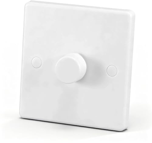 Dimmer Light Switch, Tralling Edge LED Dimmer 1 Gang(5-200W), 1 Way/2 Way Rotary Push On/Off, Compatible with HV Halogen, LED, Incandescent Lamps