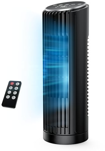 PNTCK Turmventilator mit Fernbedienung, 33cm ventilator leise mit 4 Modi,4 Geschwindigkeiten, 70°Oszillierender, tischventilator, 12-Std-Timer, LED-Anzeige, Automatikbetrieb, 24dB Leiser