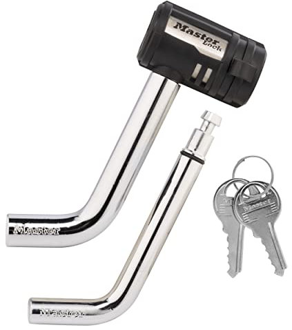 Master Lock Verrou d’attelage, 1,27 cm et 1,5 cm Verrou d’attelage de remorque à tête pivotante résistant aux intempéries, avec clés pour protéger les remorques, camping-cars, 2866DAT.