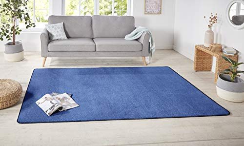 Hanse Home Nasty Läufer – Flauschiger Kurzflor Teppich Einfarbig Unifarben für Esszimmer, Wohnzimmer, Kinderzimmer, Flur, Schlafzimmer, Küche – Uni Blau, 67x120cm