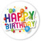 Geschenk-Aufkleber Happy Birthday mit Luftballons, rund Ø 30mm selbstklebende PE-Folie, 100 Stück auf Rolle