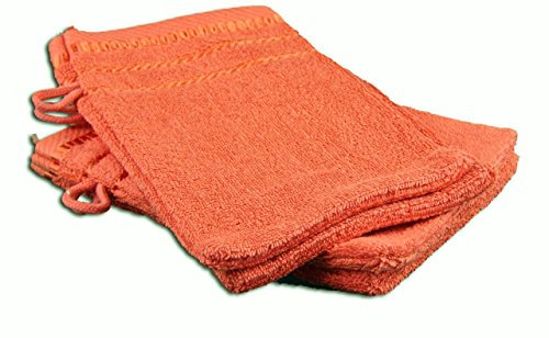 Gözze - Lot de 4 Gants de Toilette, Berlin, 100% Coton, 17 x 24 cm - Orange