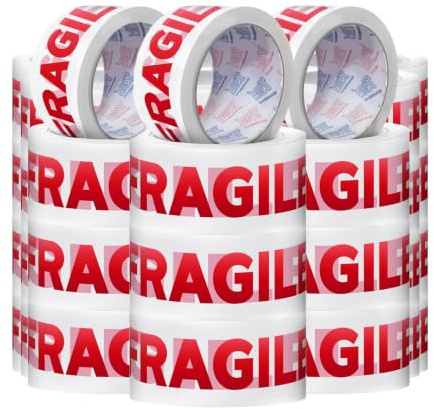 TAHA 36X FRAGILE PARCEL PACKING STRONG TAPE 66m x48mm ROLLS PACKAGING FRAGILE SEALING BOX
