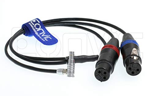 Eonvic Cavo di ingresso audio a doppio canale per microfoni Audio a Arri Alexa Mini Camera 00B 5 Pin maschio ad angolo retto a Neutrik 2x3 pin XLR femmina