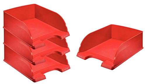 Leitz 523300 Briefkorb Jumbo Plus, A4, extra hoch, Polystrol (Briefkorb Jumbo Plus, rot 4er Set)
