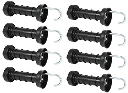 Eider Landgeräte GmbH 10x Torgriff Standard mit Haken - Unser zum Sonderpreis - Weidezaun-Torgriff aus Kunststoff, Schwarz, 41 mm
