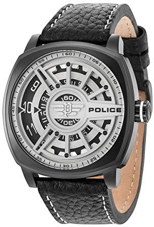 Police Herren Analog Quarz Uhr mit Leder Armband PL15239JSB.01