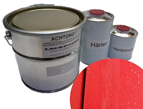 Lackpoint 1 Liter Set 2K Autolack RAL 3000 Feuerrot kein Klarlack Feuerwehr Rot