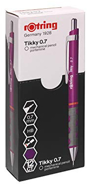rOtring Tikky Mechanical Pencils | HB 0.7 mm Lead | Purple | Box of 12