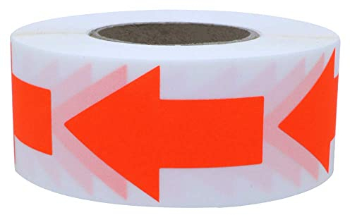 Hylabelest Fluoreszenz-rote Pfeilaufkleber, insgesamt 500 Etiketten pro Rolle (fluoreszierendes Rot)