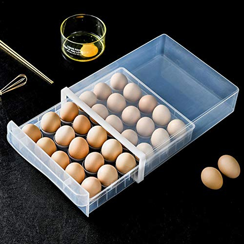 30 Egg Rack Display Holder Container Kitchen Storage Egg Station Rustic Egg Basket Kitchen Accessory, Unique Design Pull Out Drawer Box Fridge Shelf Refrigerator Holder Storage Box Home Organizer
