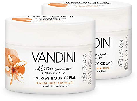 VANDINI Energy Body Creme Damen mit Orangenblüte & Babassuöl - Body Creme & Gesichtscreme für normale bis trockene Haut - vegane Body Creme für Frauen im 2er Pack (2x 200 ml)