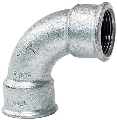 Bogen kurz 1 90 Grad IG/IG - Fitting aus Temperguss feuerverzinkt - Formteil Nr. 2A