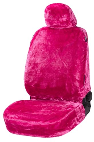 Walser Autositzbezug Teddy, Sitzbezug Kunstfell, Auto-Schonbezug in Lammfell-Optik, Flauschiger Plüsch-Schonbezug vegan pink