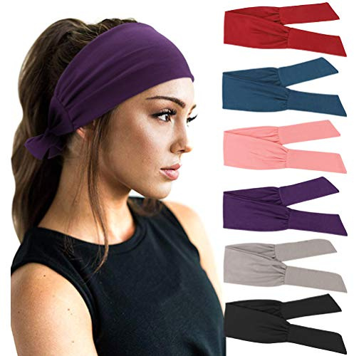 DRESHOW 6 Stück Damen Boho Stirnband Kopfband Haarband Gedruckt Stirnbänder Knoten Verdrehtes Elastische Kopf Wickeln Niedlich Haarschmuck für Mädchen